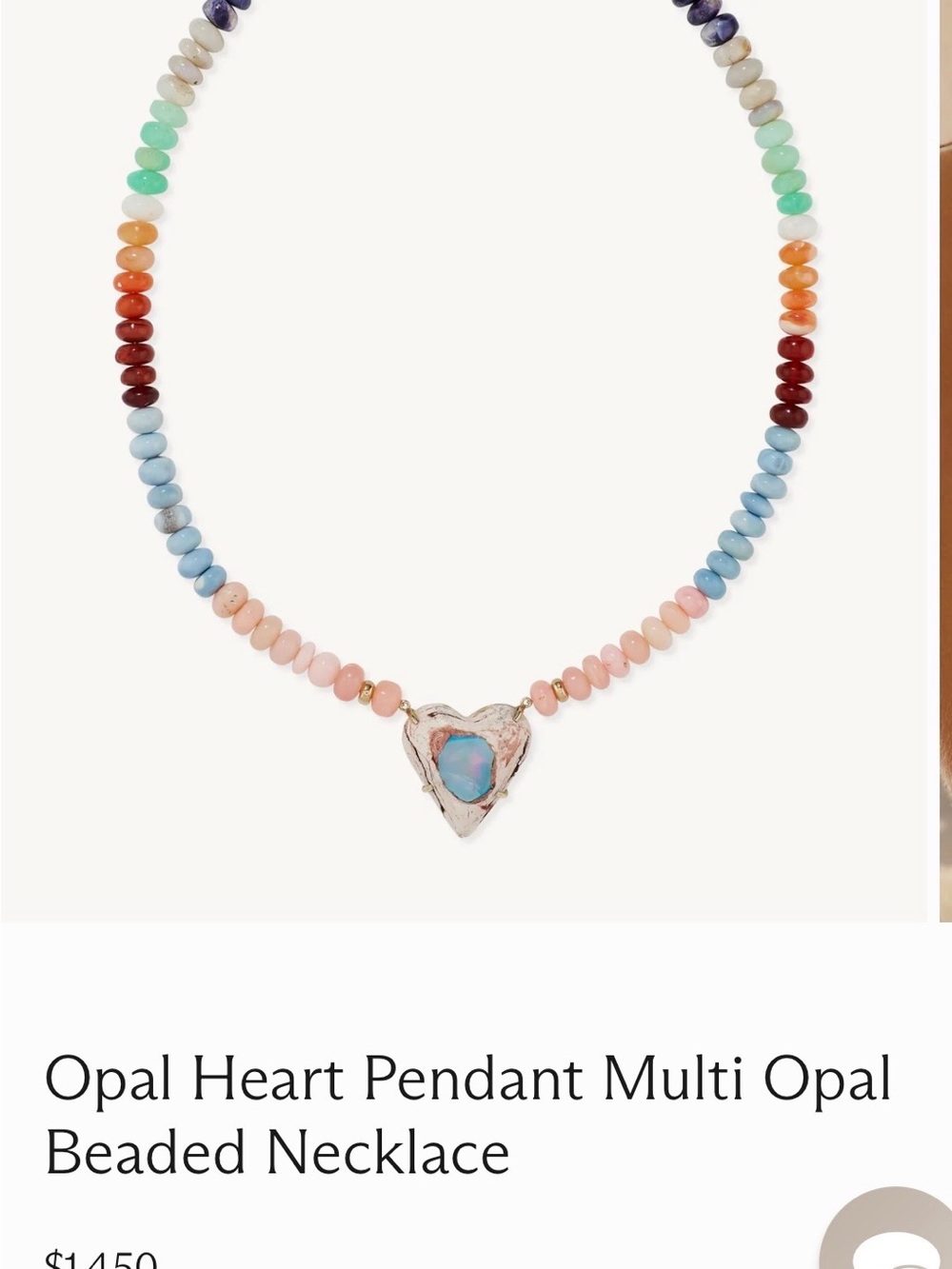 Jackie Aiche opal heart pendant , multi opal beaded necklace 14 kt accents